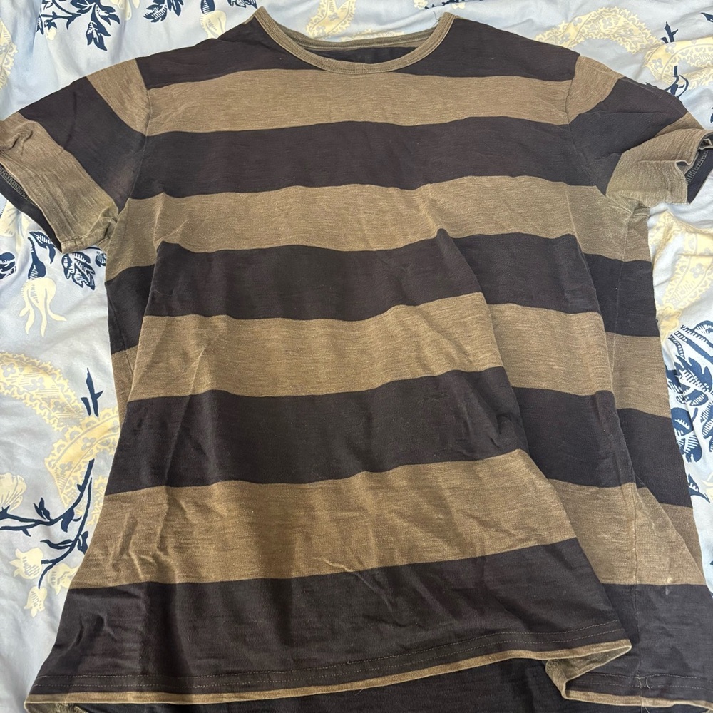 Grey and blue striped T-shirt